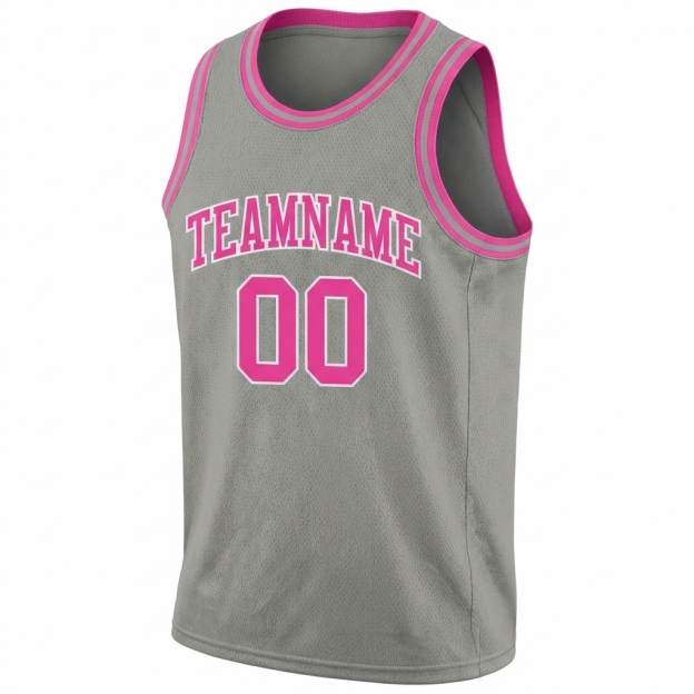 Custom Grey & Pink/White Basketball City Edition Jersey