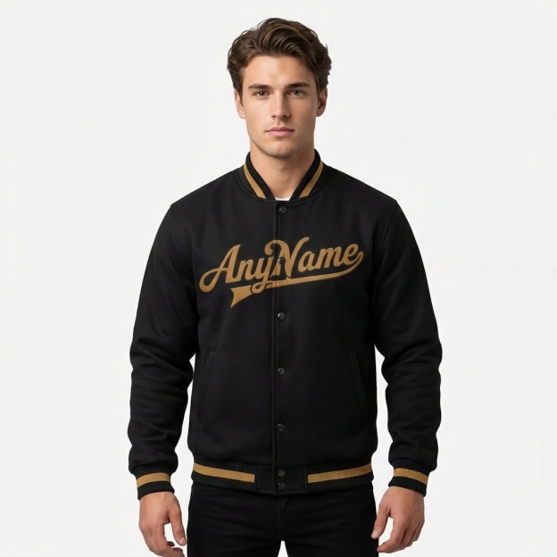 Custom Black & Khaki Full-Snap Fleece Jacket