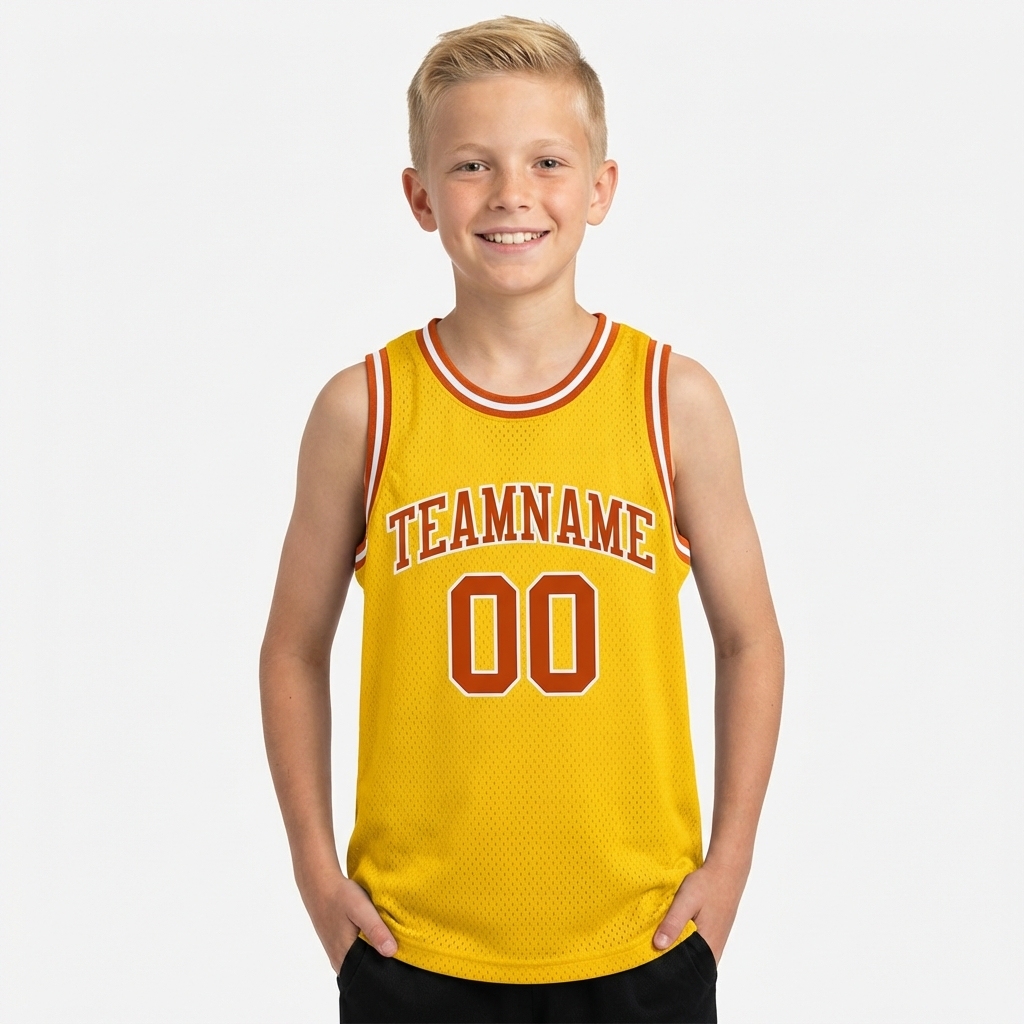 Custom Yellow & Orange/White Basketball City Edition Jersey