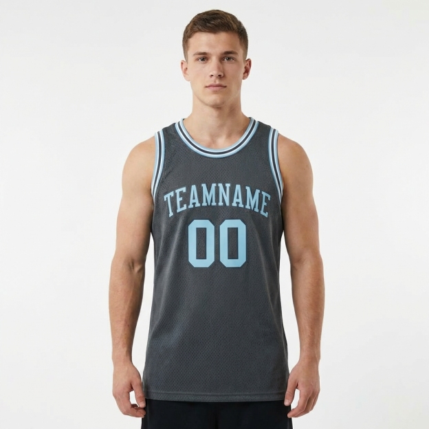 Custom Dark Grey & Blue Basketball City Edition Jersey