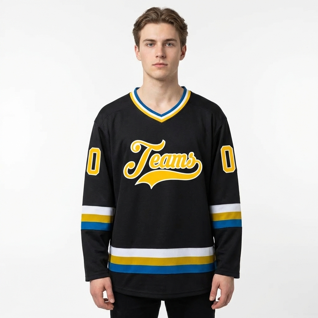 Custom Black & Yellow/White Hockey Jersey