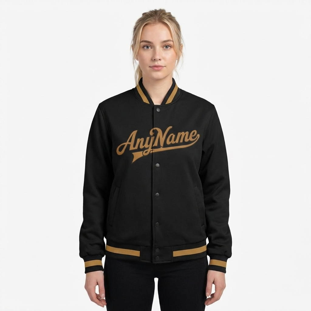 Custom Black & Khaki Full-Snap Fleece Jacket