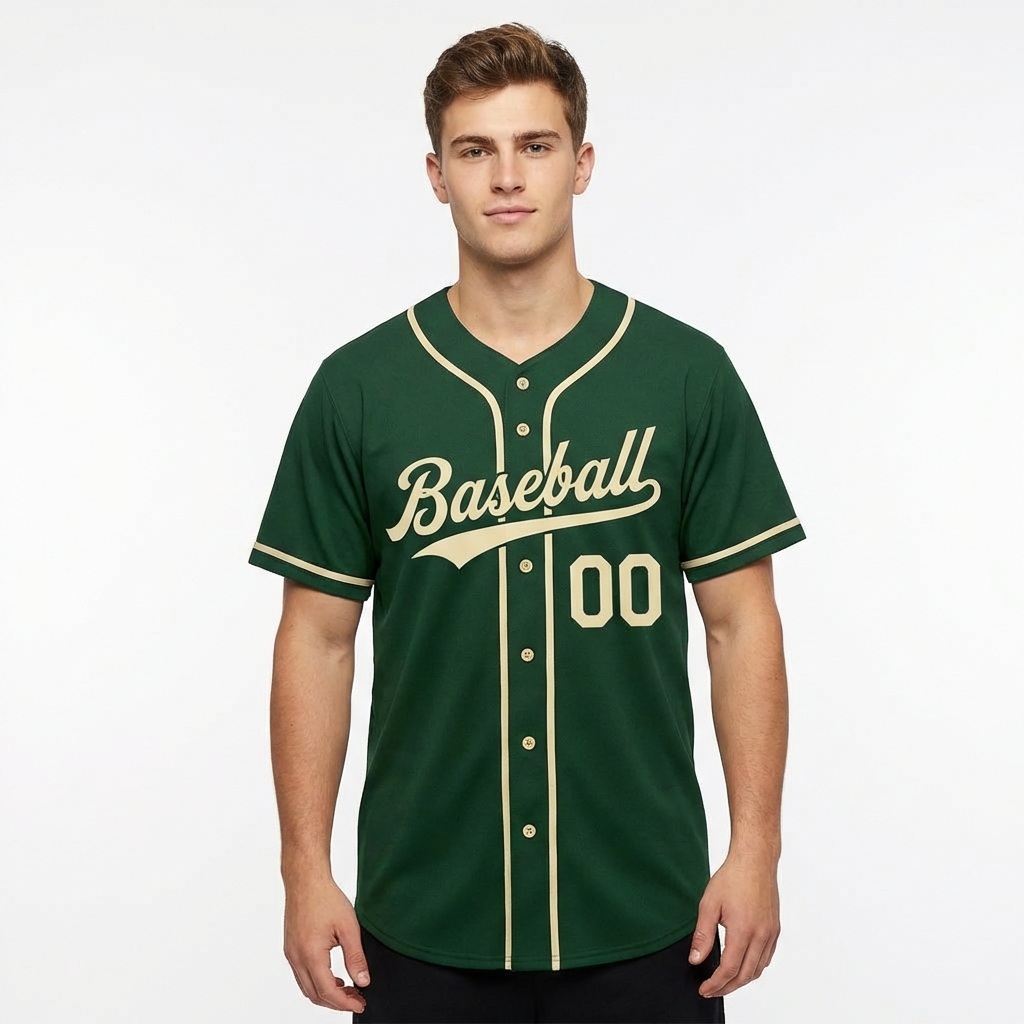 Custom Green & Cream Baseball Jersey