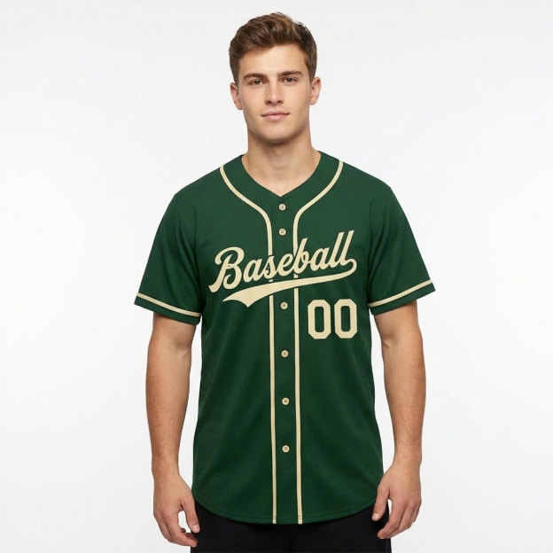Custom Green & Cream Baseball Jersey