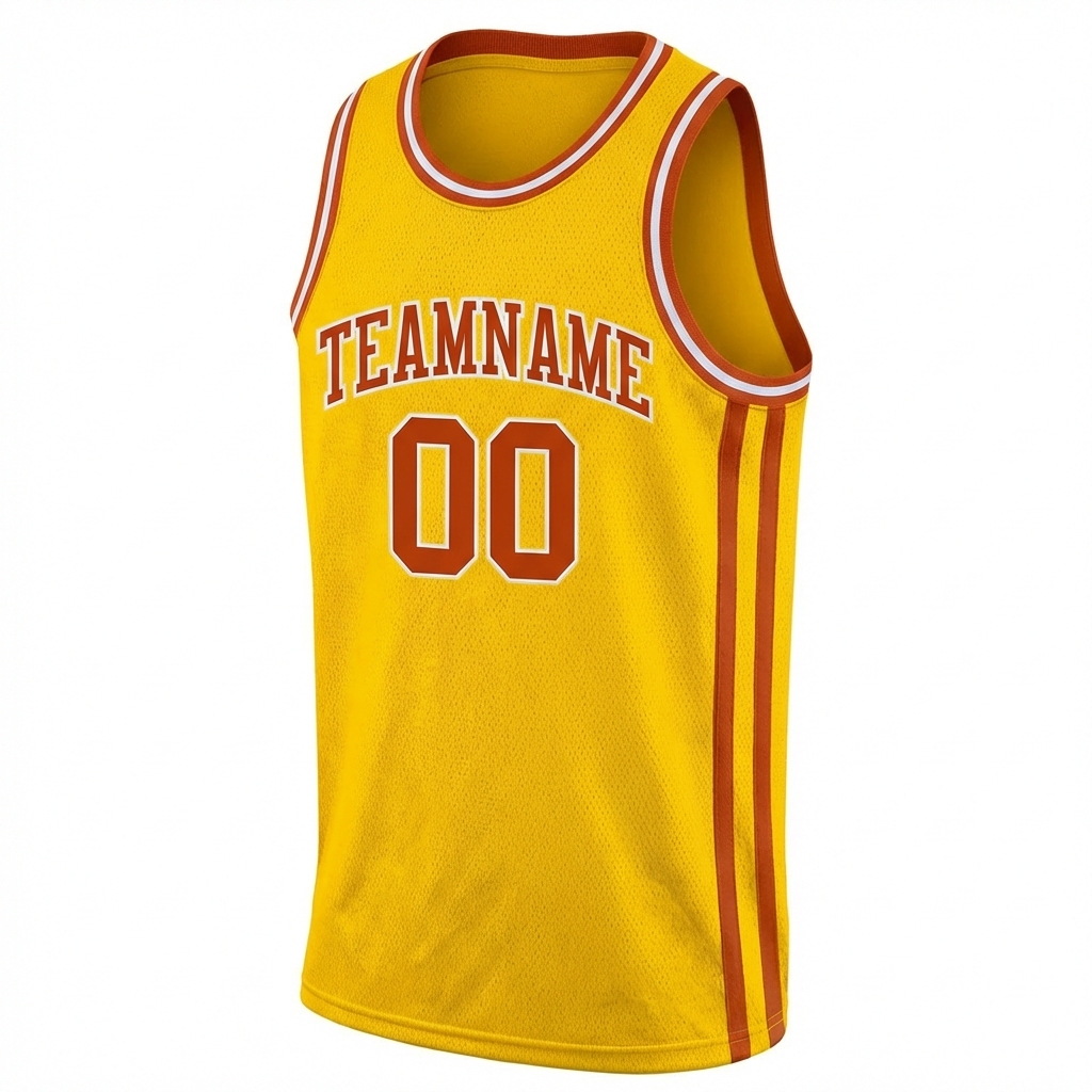 Custom Yellow & Orange/White Basketball City Edition Jersey