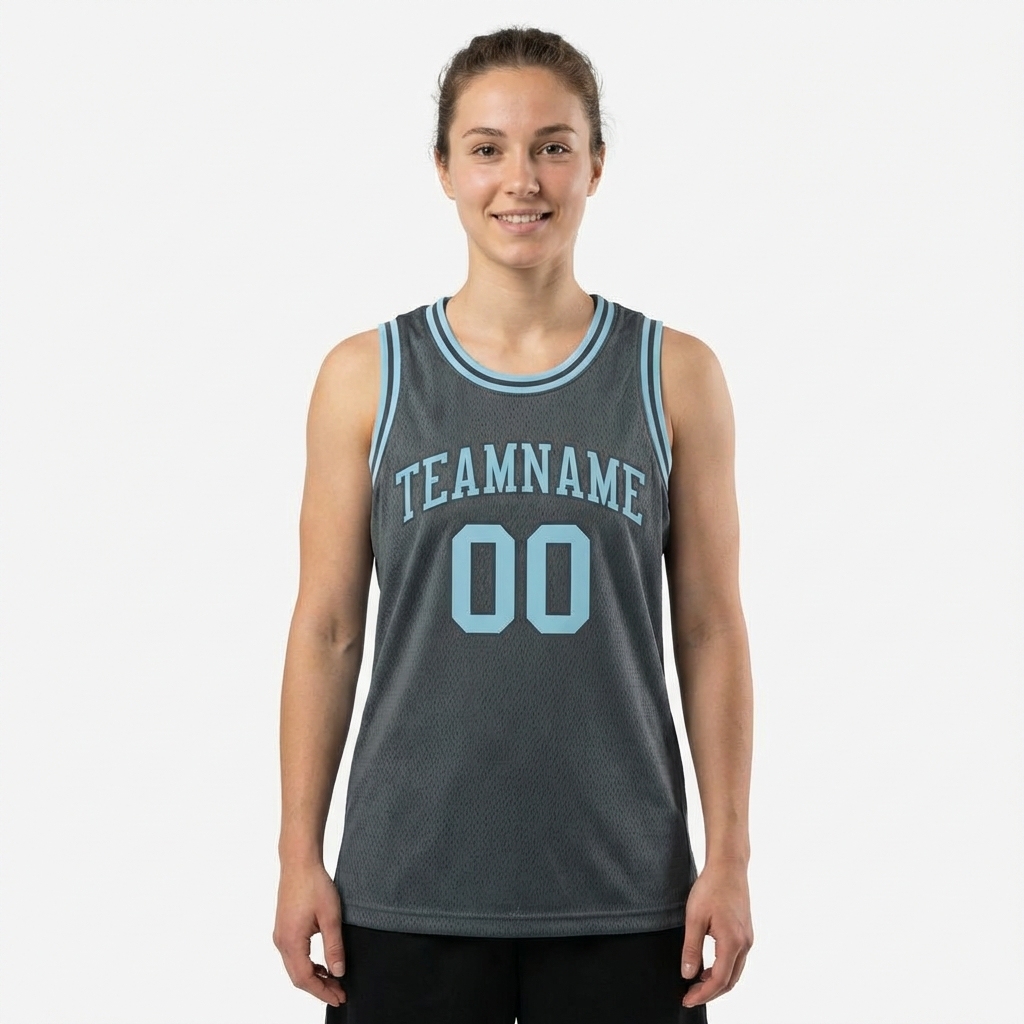 Custom Dark Grey & Blue Basketball City Edition Jersey