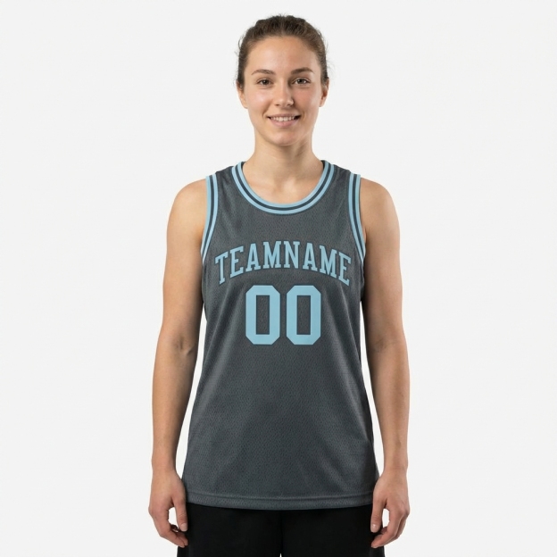 Custom Dark Grey & Blue Basketball City Edition Jersey