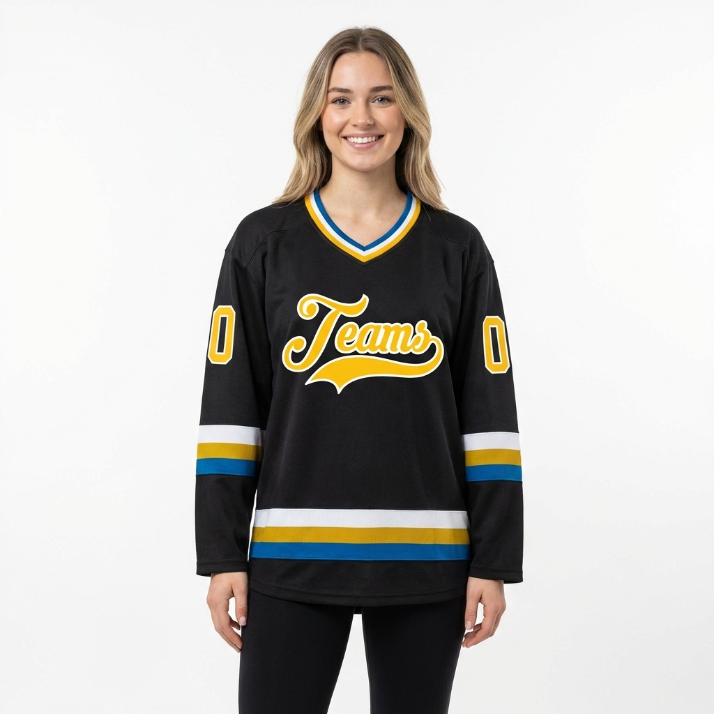 Custom Black & Yellow/White Hockey Jersey