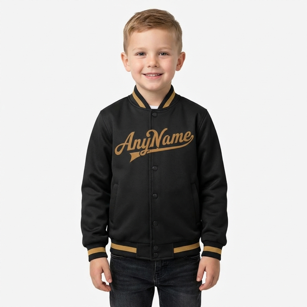 Custom Black & Khaki Full-Snap Fleece Jacket