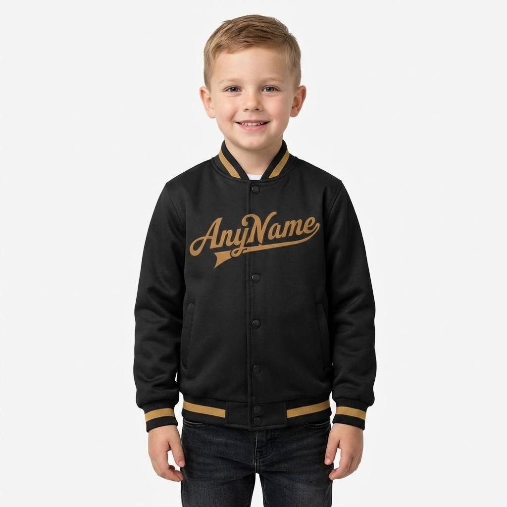 Custom Black & Khaki Full-Snap Fleece Jacket