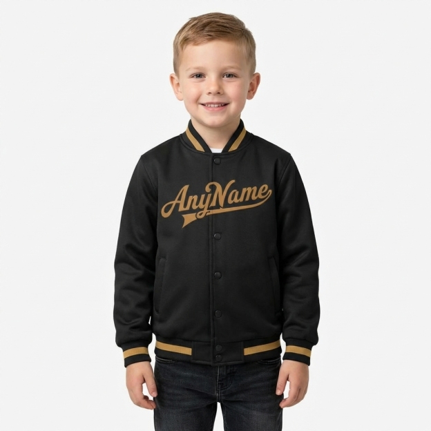 Custom Black & Khaki Full-Snap Fleece Jacket