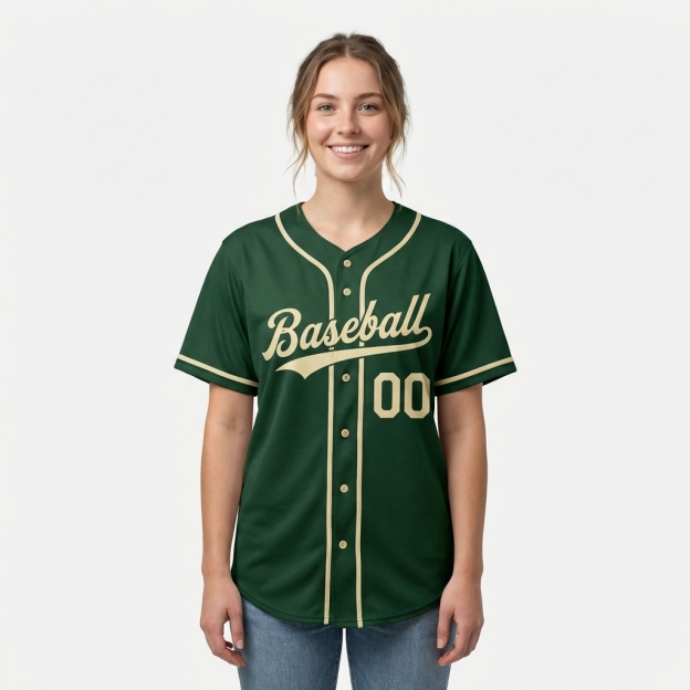 Custom Green & Cream Baseball Jersey