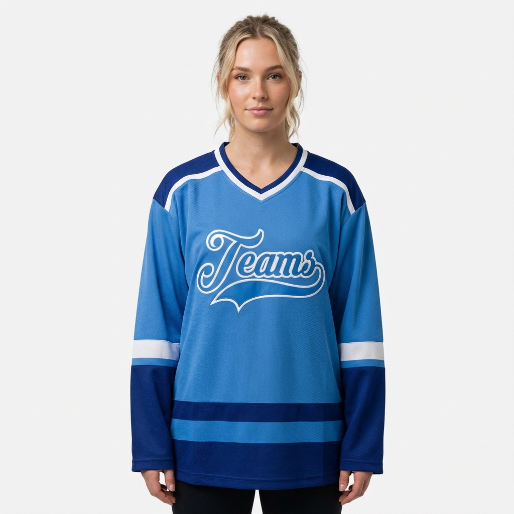 Custom Blue & Navy/White Hockey Jersey