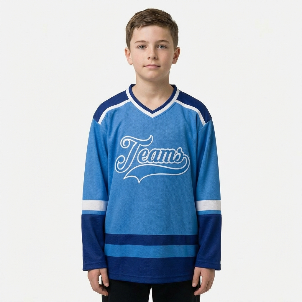 Custom Blue & Navy/White Hockey Jersey