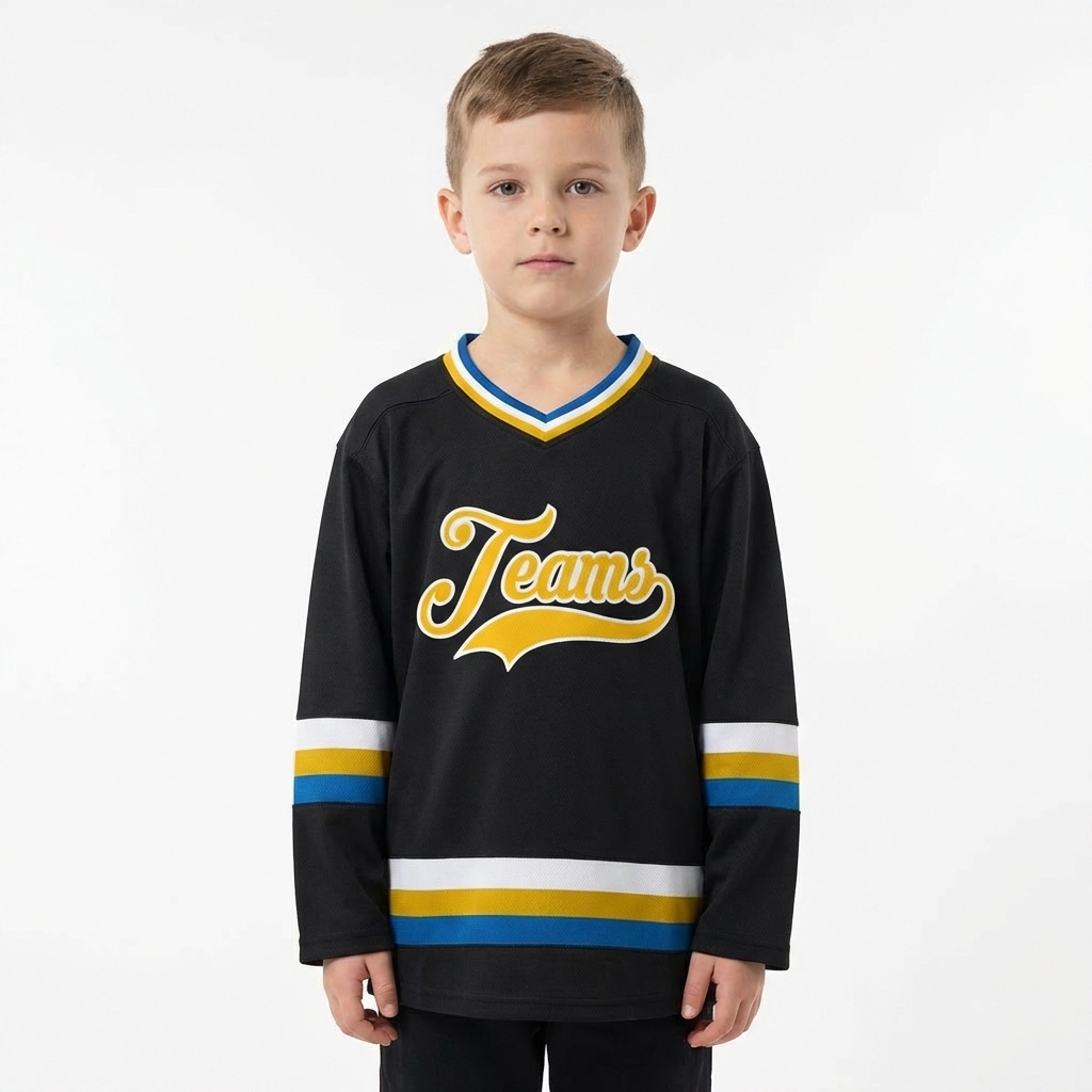 Custom Black & Yellow/White Hockey Jersey
