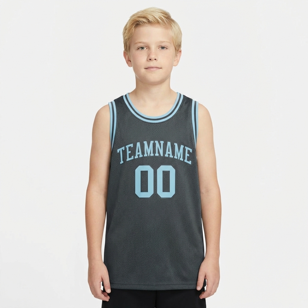 Custom Dark Grey & Blue Basketball City Edition Jersey