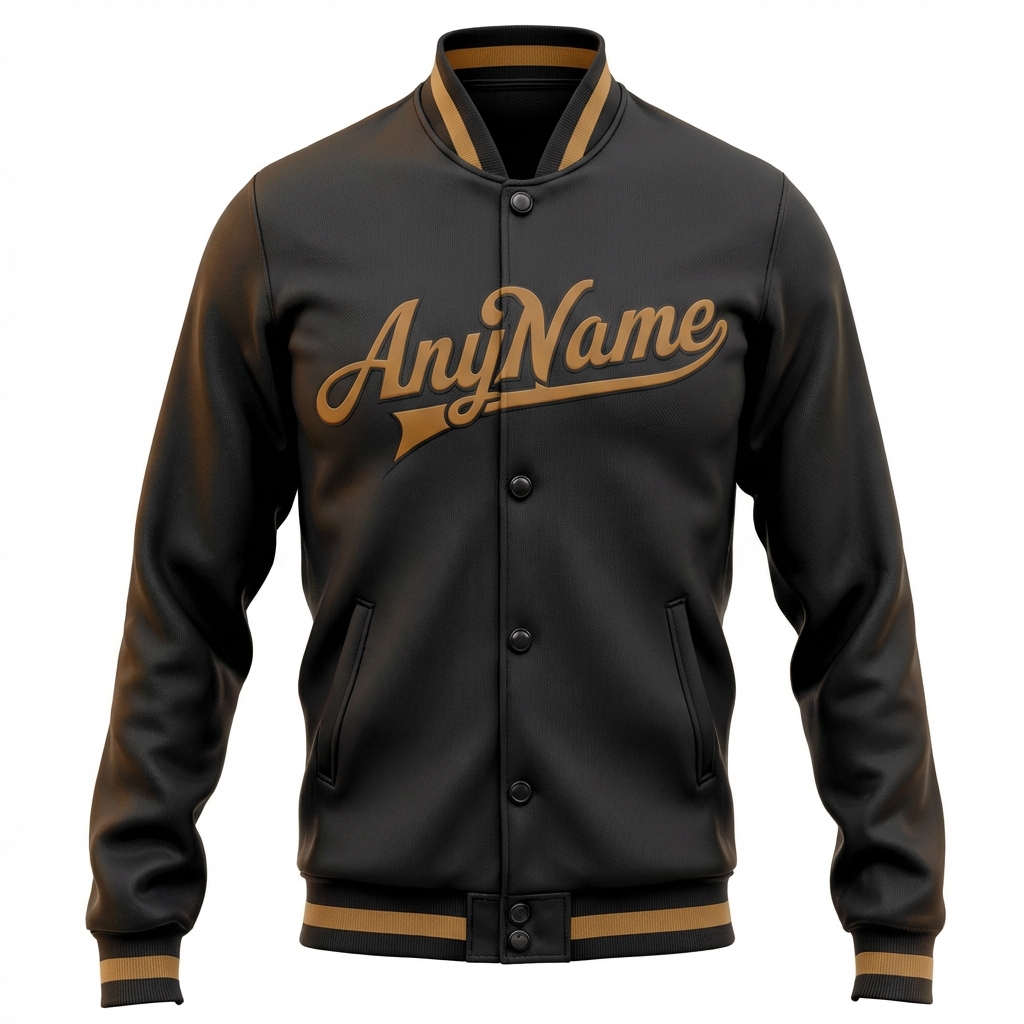 Custom Black & Khaki Full-Snap Fleece Jacket