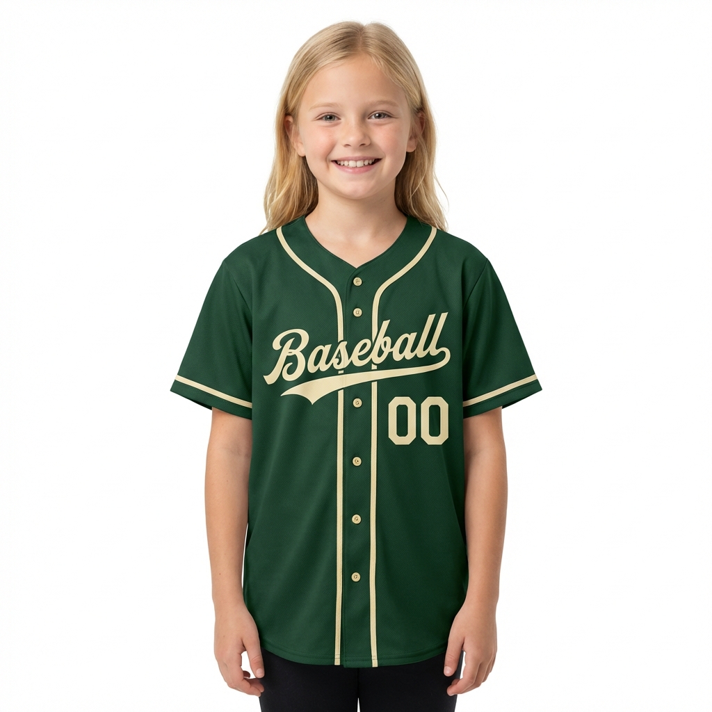 Custom Green & Cream Baseball Jersey