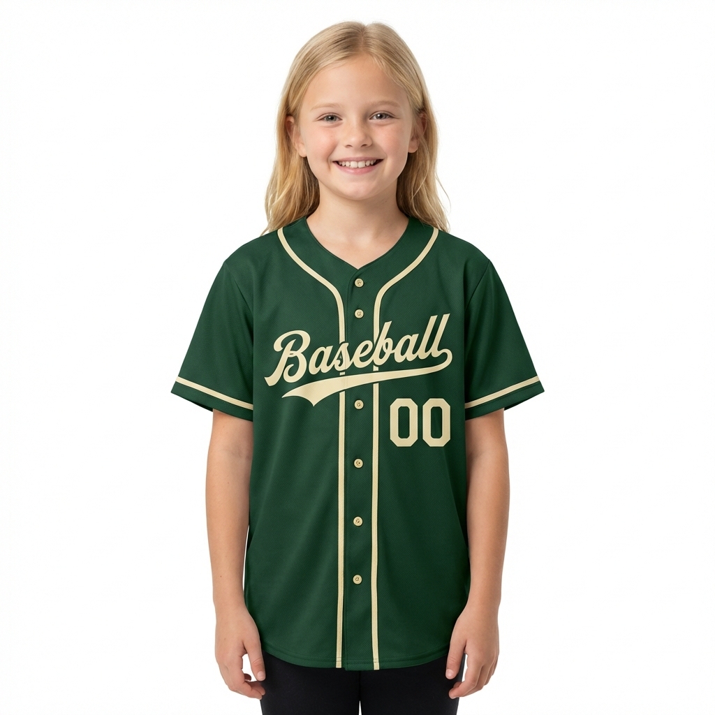 Custom Green & Cream Baseball Jersey
