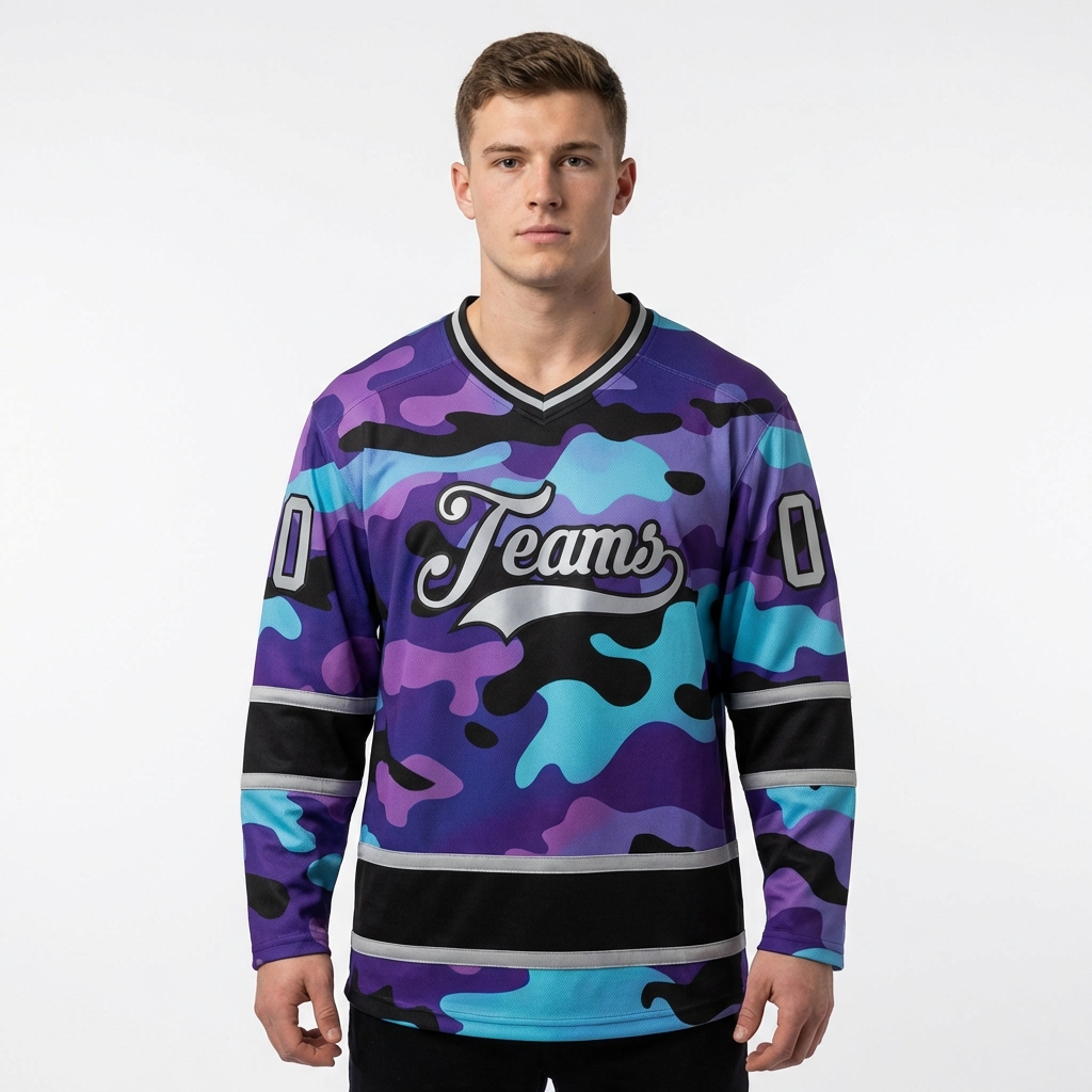 Custom Camo Sliver & Black Salute To Service Hockey Jersey