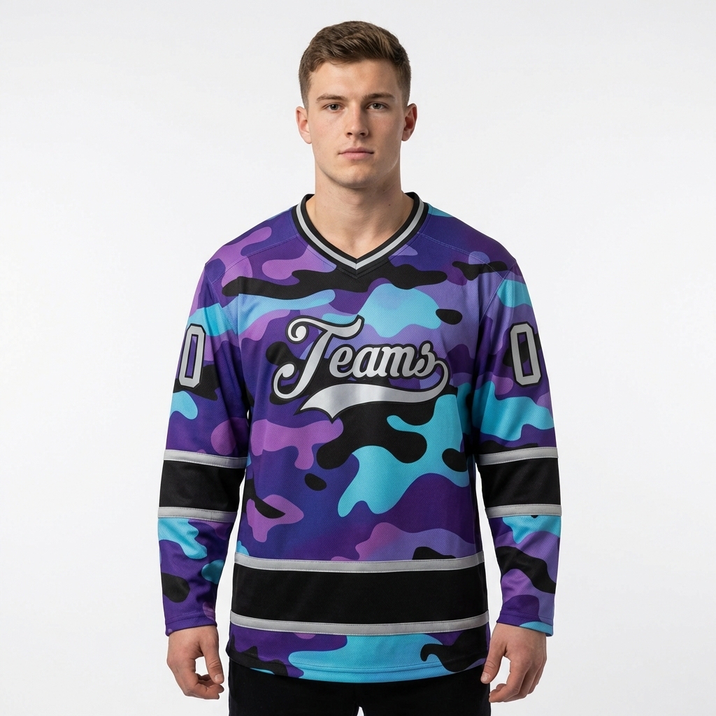 Custom Camo Sliver & Black Salute To Service Hockey Jersey