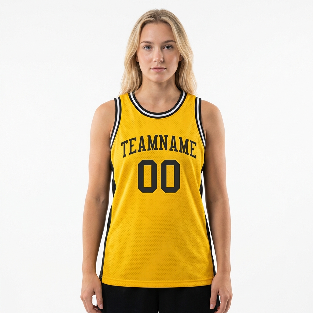 Custom Yellow & Black/White Basketball City Edition Jersey