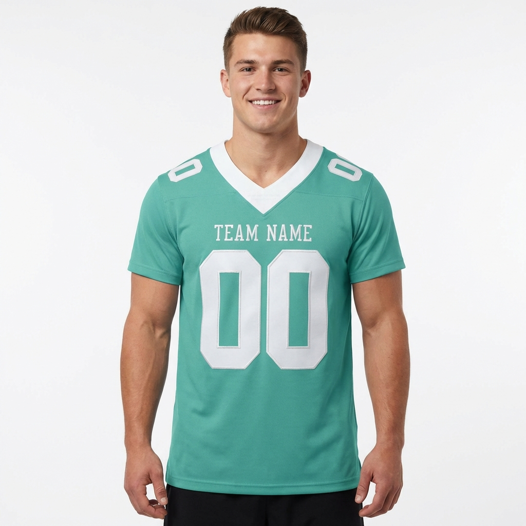 Custom Aqua & White Football Jersey