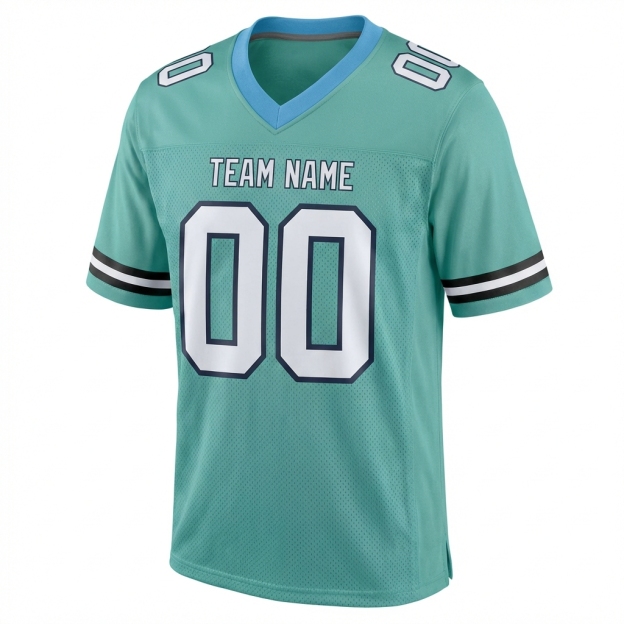 Custom Aqua & White/Black Football Jersey
