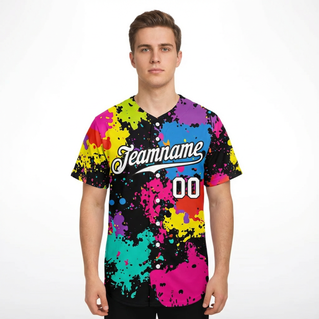 Custom Ink Splashes White&Black Baseball Jersey