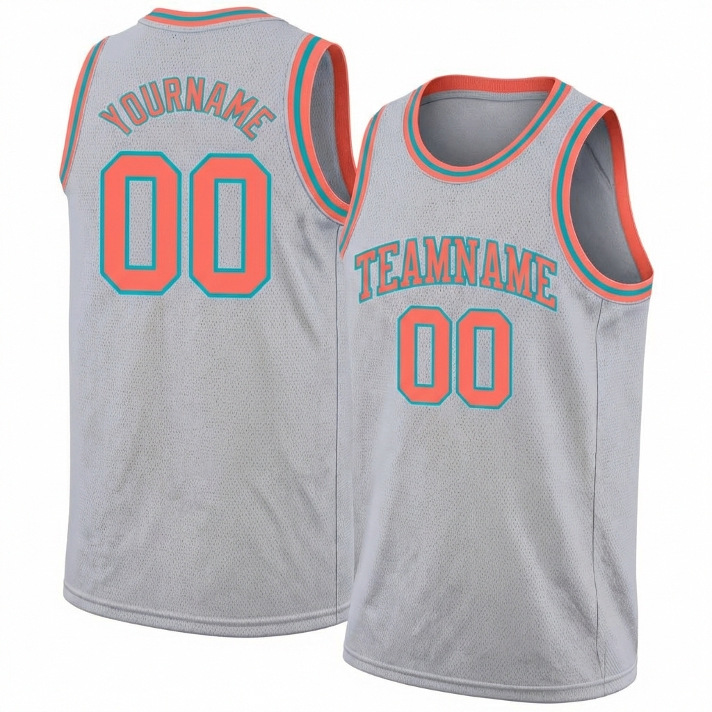 Custom Grey & Orange/Teal Basketball City Edition Jersey