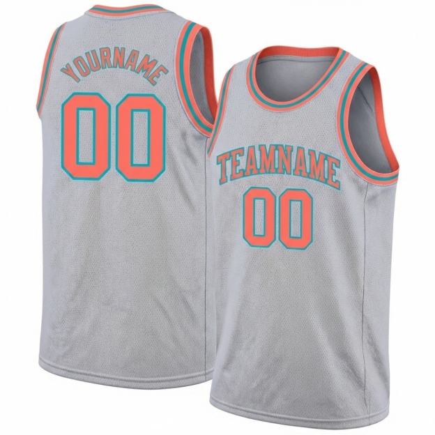 Custom Grey & Orange/Teal Basketball City Edition Jersey
