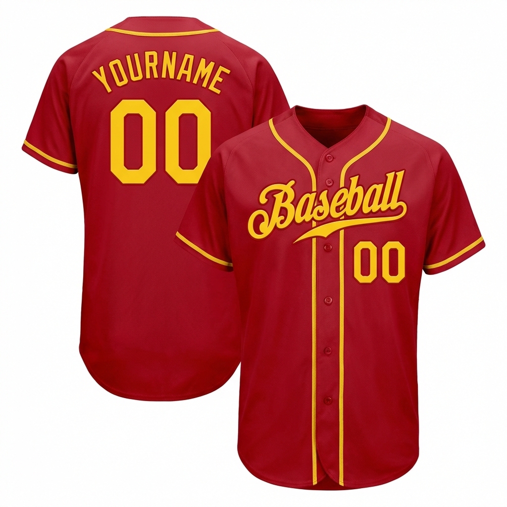 Custom Red & Yellow Baseball Jersey