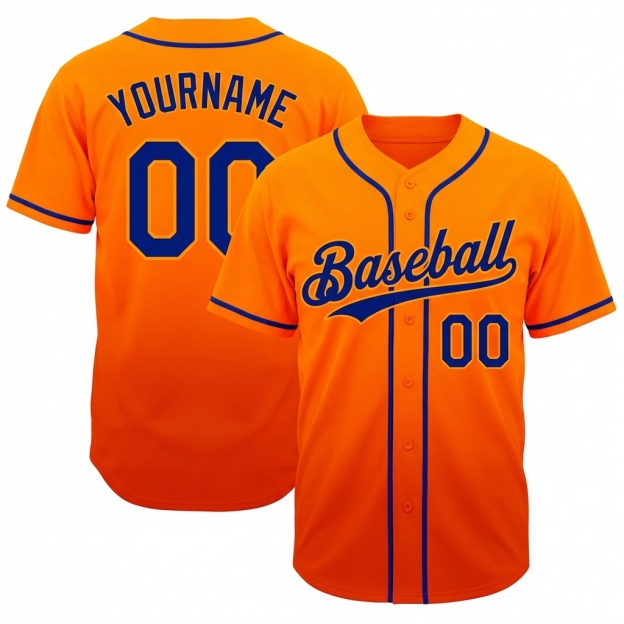 Custom Orange & Royal Gradient Baseball Jersey
