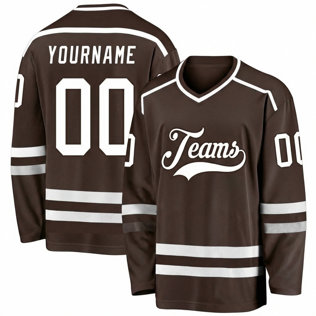 Custom Brown & White Hockey Jersey