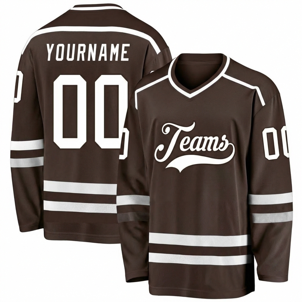 Custom Brown & White Hockey Jersey