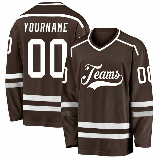 Custom Brown & White Hockey Jersey