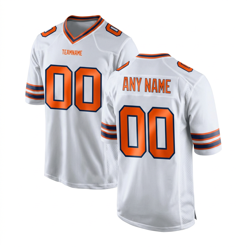Custom White & Orange/Royal Football Jersey