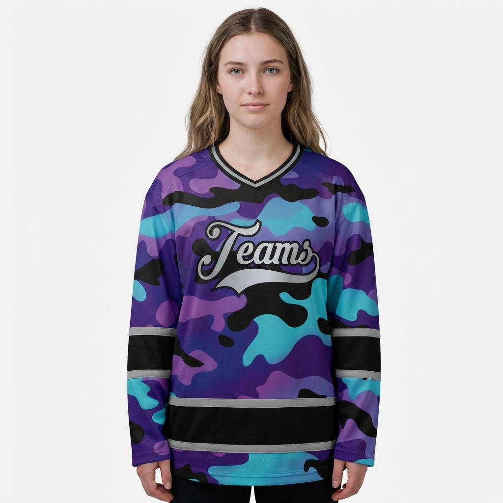 Custom Camo Sliver & Black Salute To Service Hockey Jersey