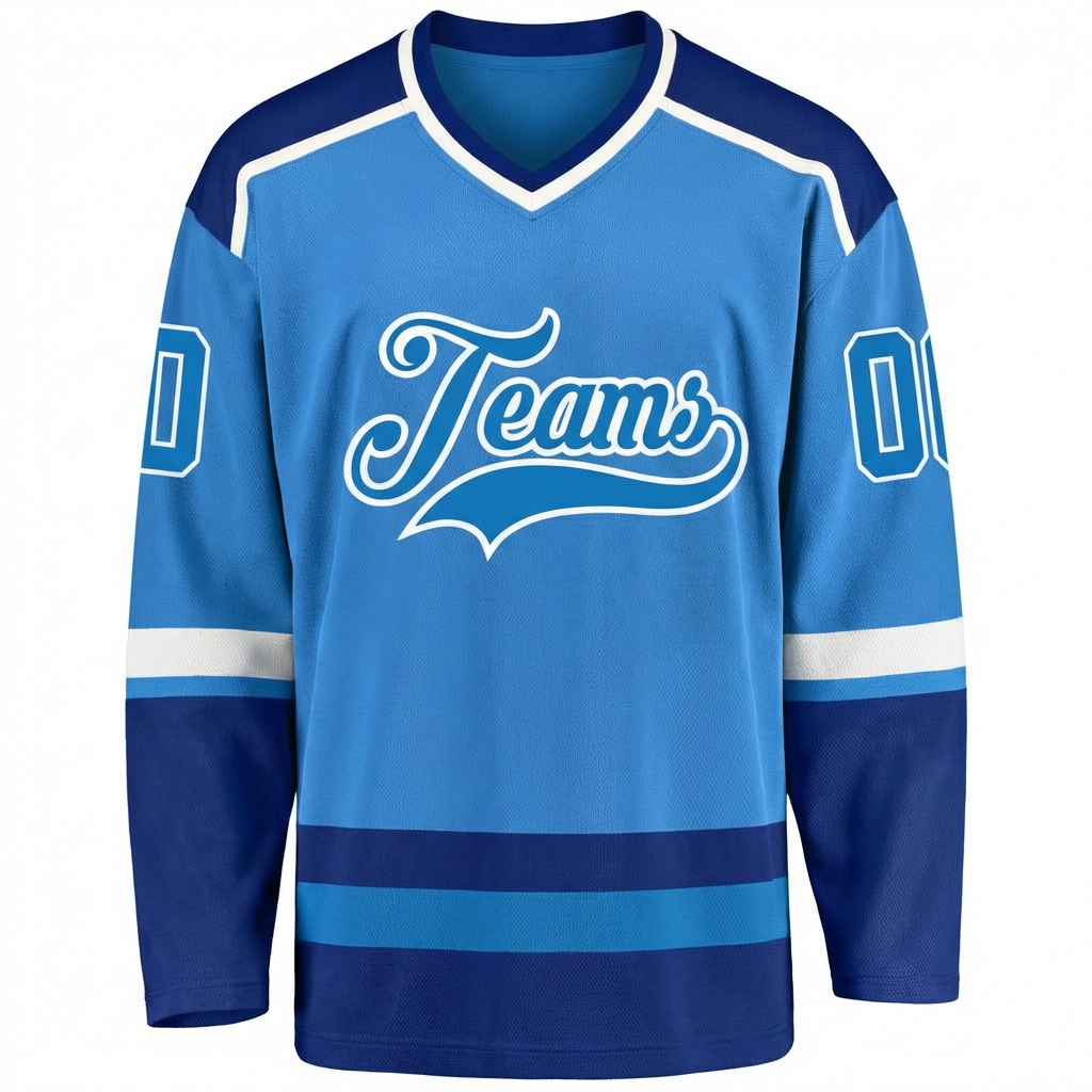 Custom Blue & Navy/White Hockey Jersey
