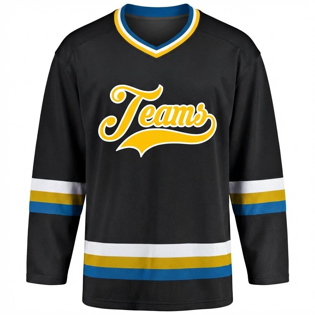 Custom Black & Yellow/White Hockey Jersey