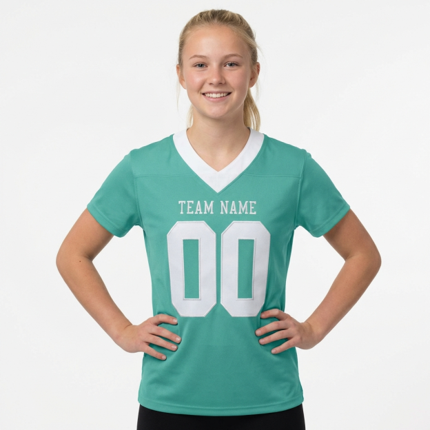 Custom Aqua & White Football Jersey