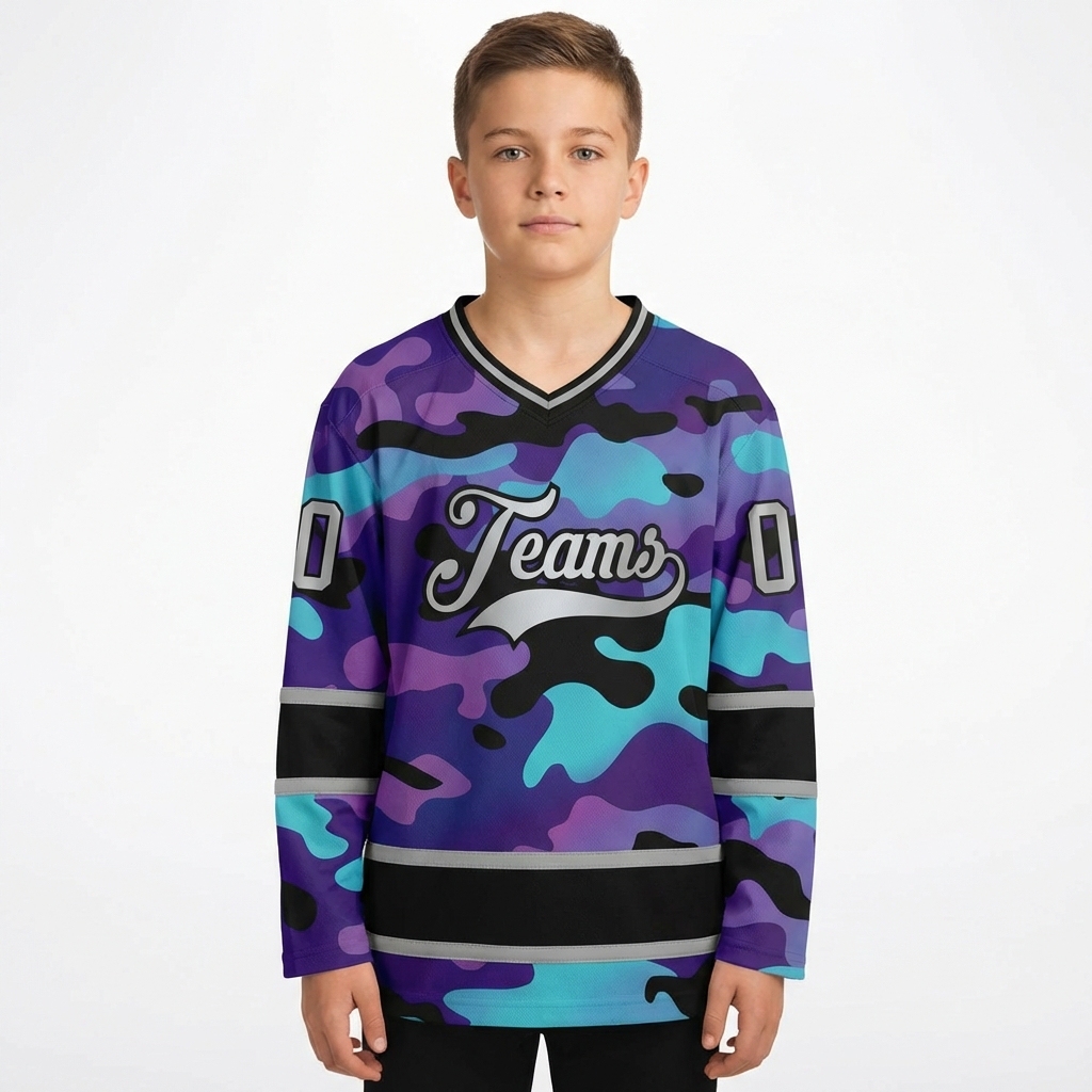 Custom Camo Sliver & Black Salute To Service Hockey Jersey