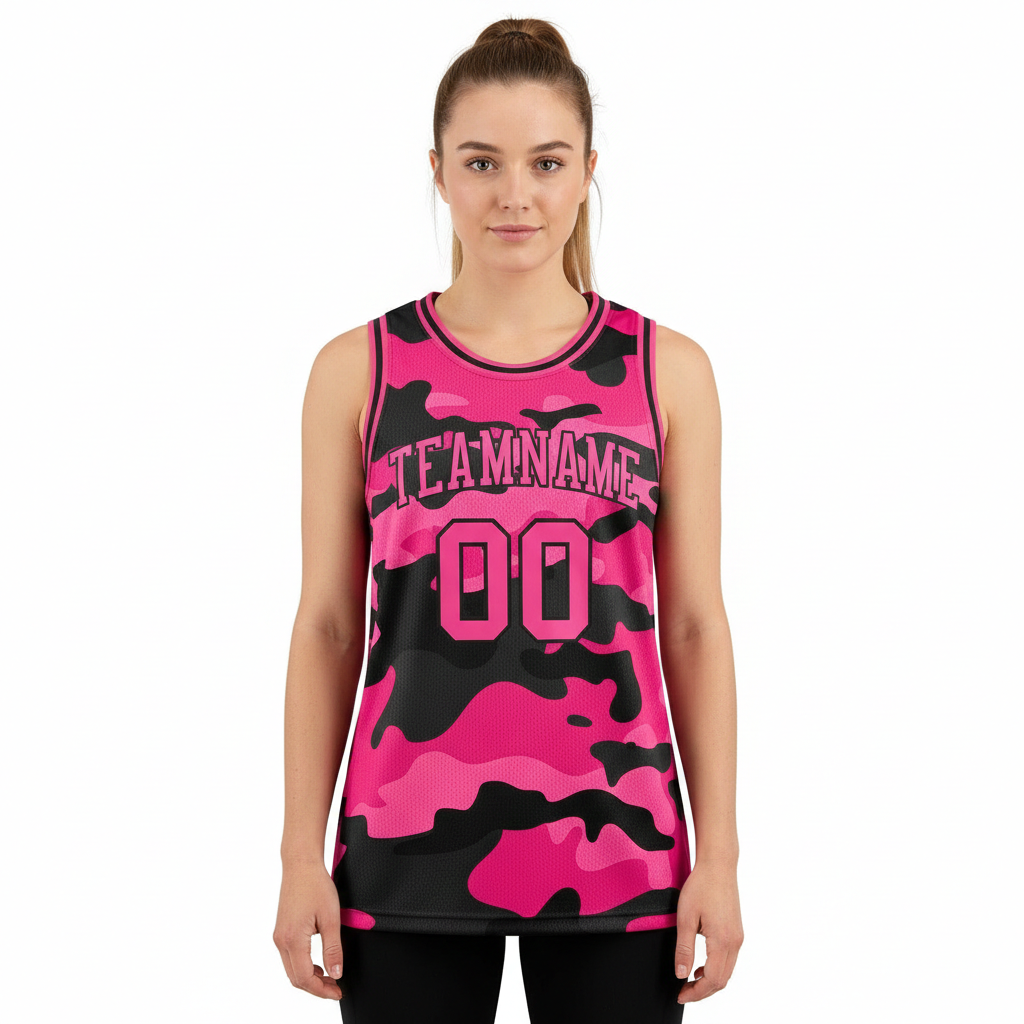 Custom Camo Pink & Black Salute To Service Basketball City Edition Jersey