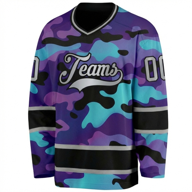 Custom Camo Sliver & Black Salute To Service Hockey Jersey