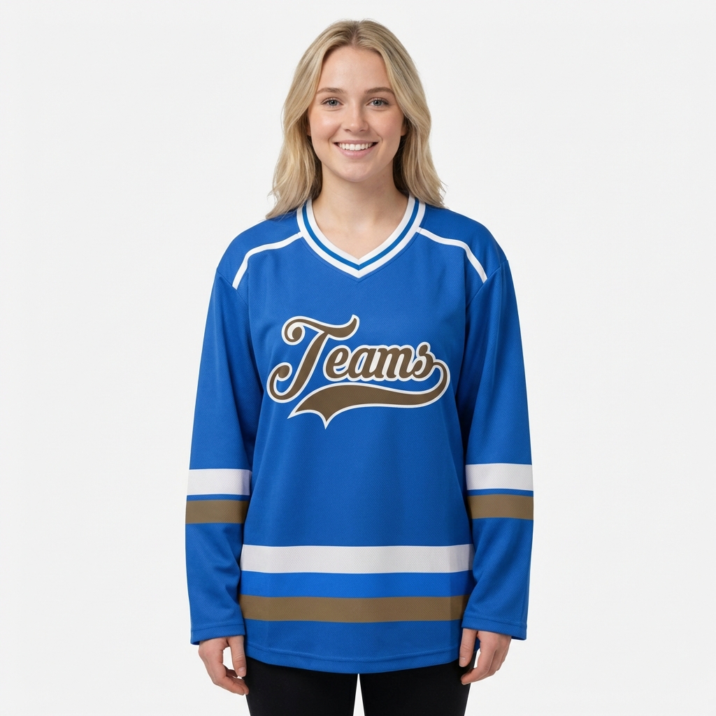 Custom Blue & Grey/White Hockey Jersey