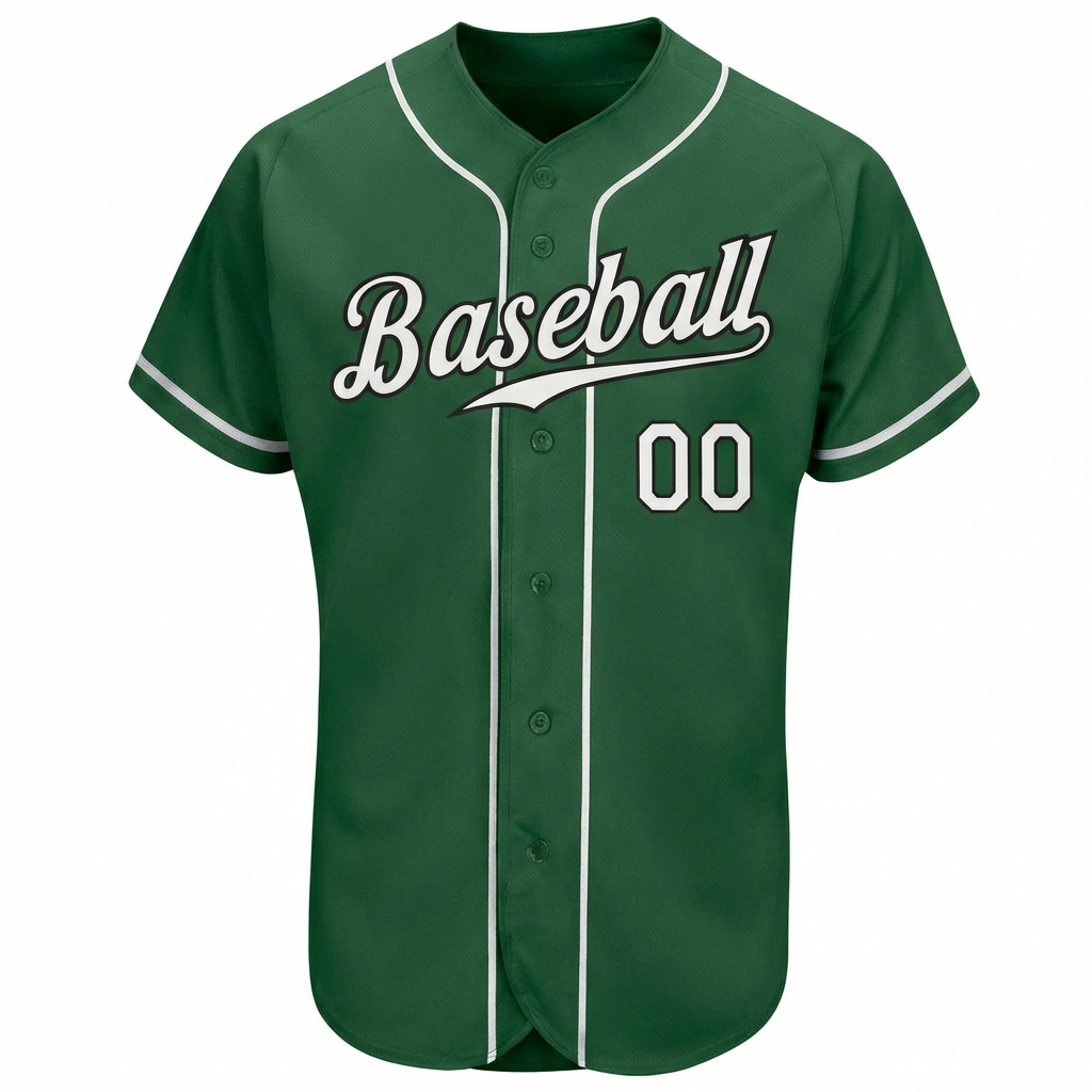 Custom Green & White/Black Baseball Jersey