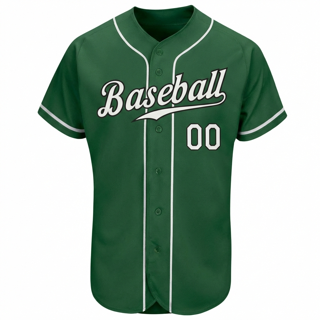 Custom Green & White/Black Baseball Jersey