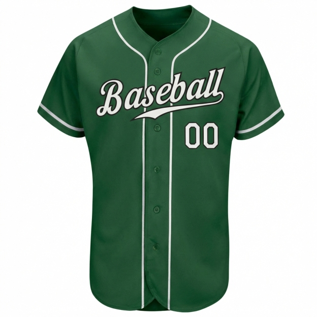 Custom Green & White/Black Baseball Jersey