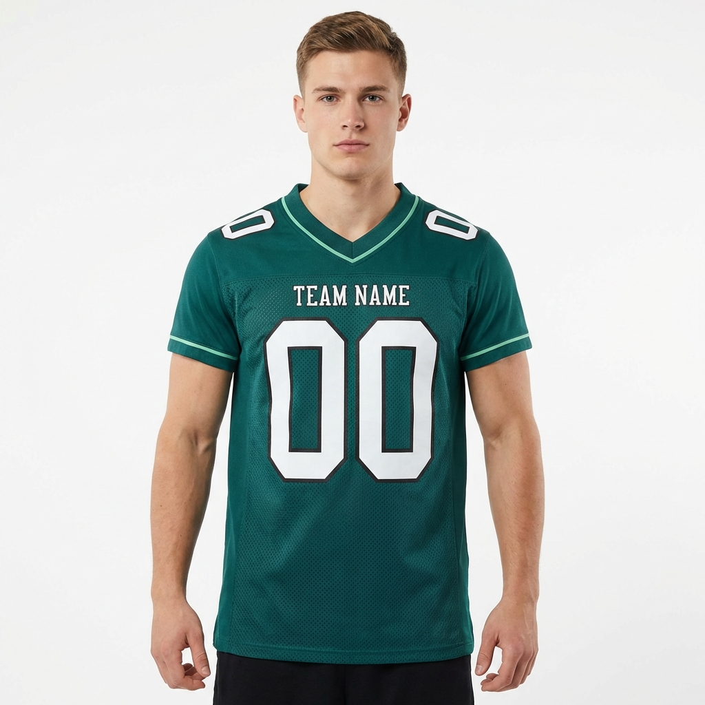 Custom Midnight Green & White/Black Football Jersey