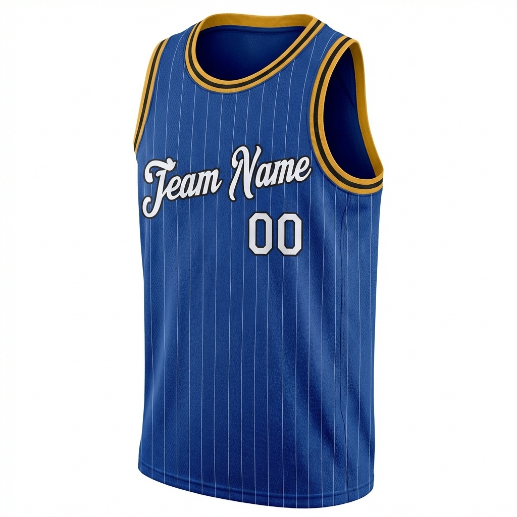 Custom Royal & White/Black Pinstripes Basketball City Edition Jersey